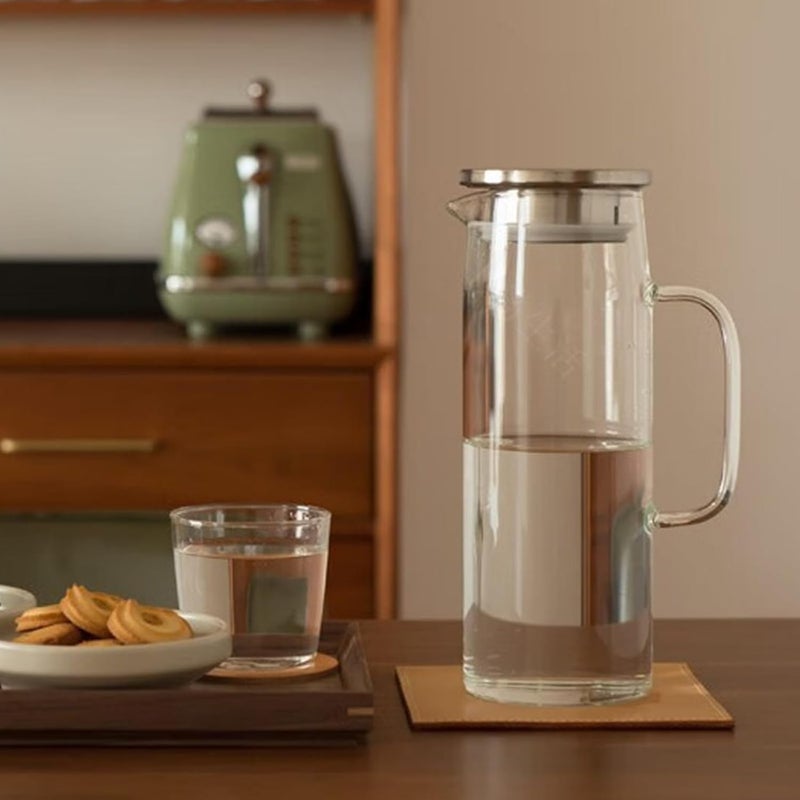 BLLREMIPSUR 1.5 L Glass Pitcher with Lid and Spout, Cold or Hot Water Drinking Jug for Homemade Iced Tea and Juice - Image 5