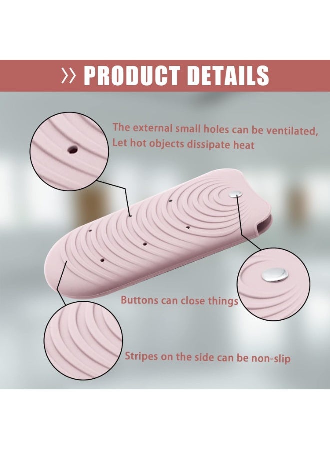 حقيبة حصيرة سيليكون مقاومة للحرارة، لأدوات تصفيف الشعر، ومكواة التجعيد والفرد، غطاء سفر غير قابل للانزلاق، وسادة فرد شعر محمولة صغيرة، لتخزين مكواة التجعيد، مموج ساخن (وردي) - Image 3