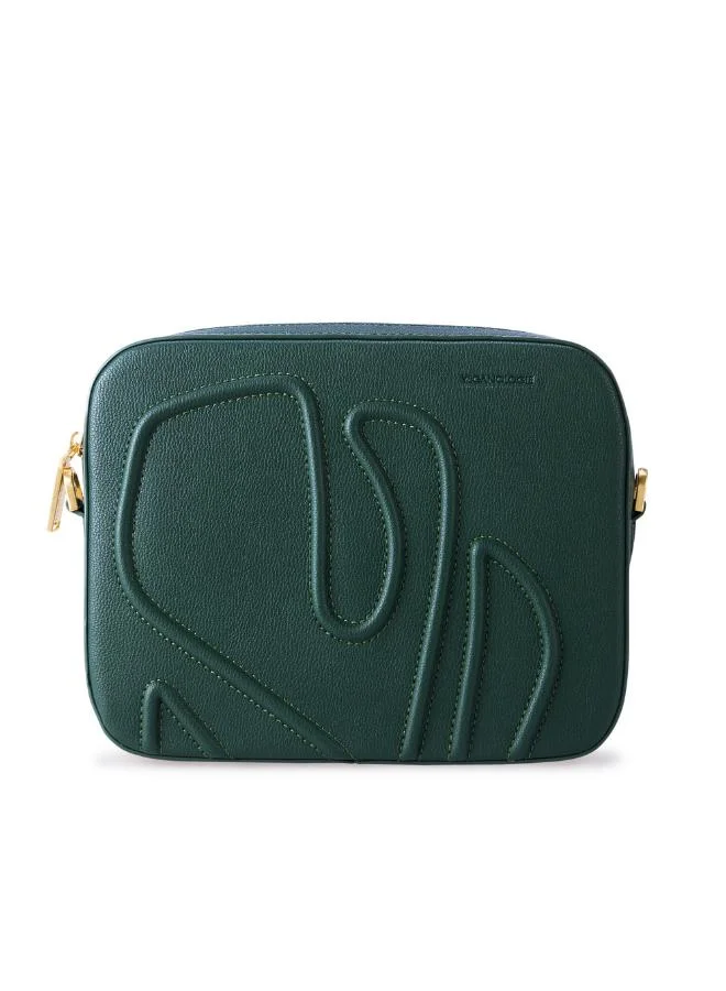 Veganologie Maze Crossbody Bag in Green Made from 1.5 Bamboo Stems (with Gold Hardware)