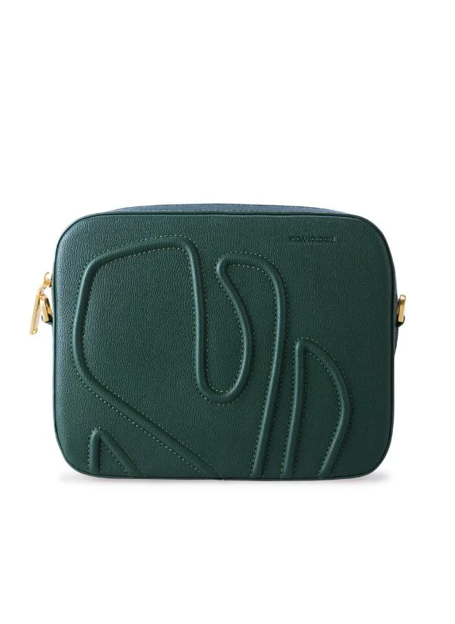 فيجانولوجي Maze Crossbody Bag in Green Made from 1.5 Bamboo Stems (with Gold Hardware)