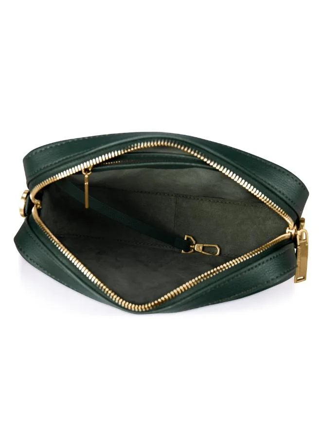 Veganologie Maze Crossbody Bag in Green Made from 1.5 Bamboo Stems (with Gold Hardware)
