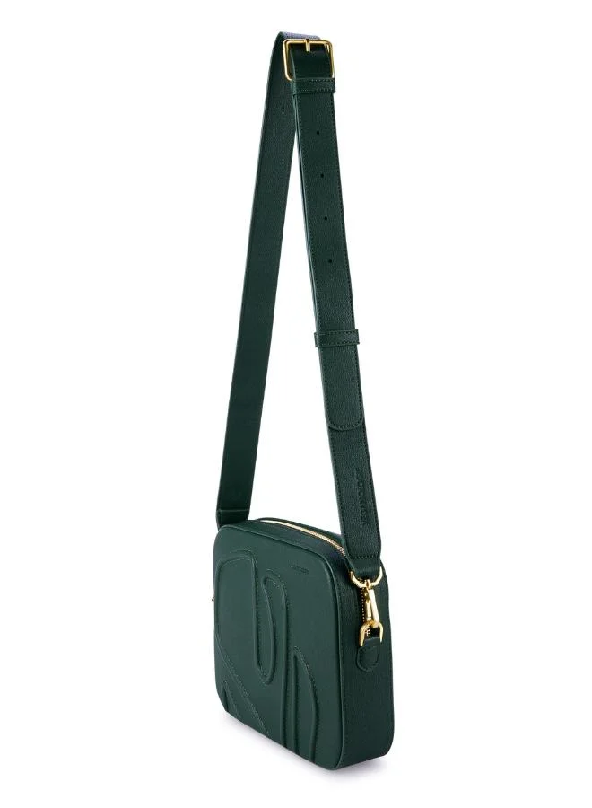 Veganologie Maze Crossbody Bag in Green Made from 1.5 Bamboo Stems (with Gold Hardware)