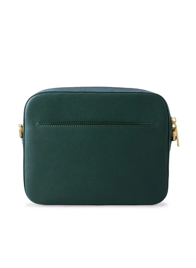 فيجانولوجي Maze Crossbody Bag in Green Made from 1.5 Bamboo Stems (with Gold Hardware)