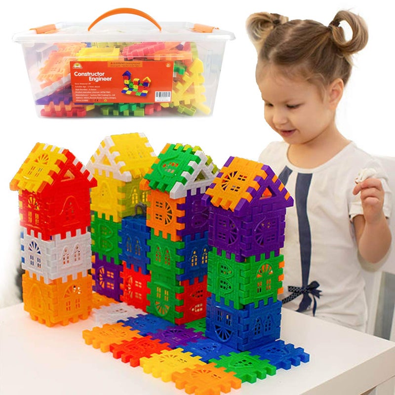 RAINBOW TOYFROG Waffle Blocks STEM Building Toys for Kids Ages 4-8, Large Kids Building Blocks with Toy Storage Container â€“ Kindergarten Toys Preschool manipulatives Toddler Toys - Image 1