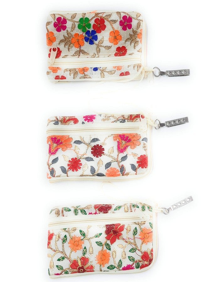 Chircrafts Handicrafts Cotton Embrodery Multicolour Rajasthani Clutch Bag for Women & Girls(combo-3) - Image 1