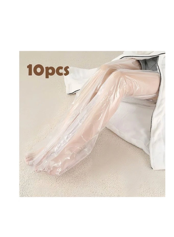 10PCS غطاء القدم الساق القابل للتصرف ، فيلم بلاستيكي PE للساق وقناع القدم ، مقاوم للماء أكمام العناية بالبشرة الشفافة للرجال والنساء ، استخدام الصالون المنزلي - Image 1