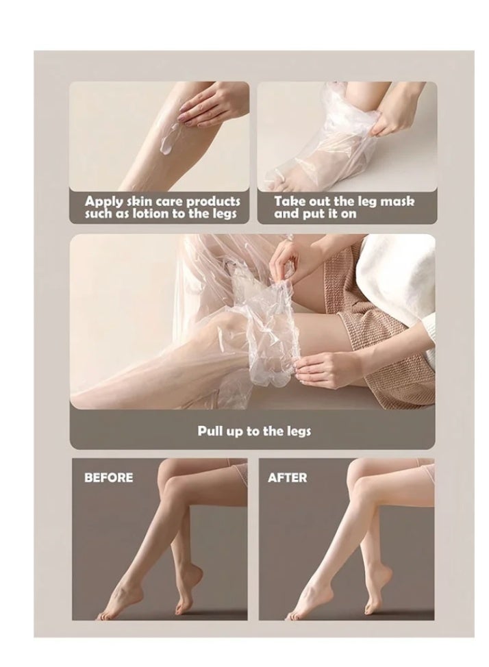 10PCS غطاء القدم الساق القابل للتصرف ، فيلم بلاستيكي PE للساق وقناع القدم ، مقاوم للماء أكمام العناية بالبشرة الشفافة للرجال والنساء ، استخدام الصالون المنزلي - Image 4