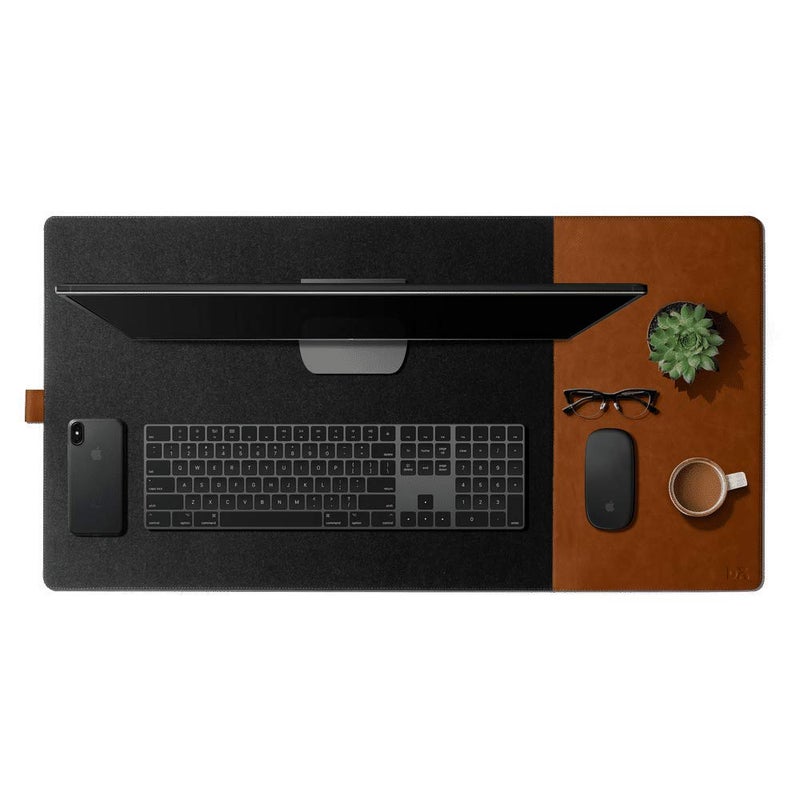 Daily Objects حصيرة مكتب Turf 2.0 | شعور فائق السلاسة من الفelt للاستخدام في المنزل والمكتب والألعاب | 85 * 45 سم | جلد نباتي | حل العمل من المنزل للوحة المفاتيح والماوس | مقاومة للانزلاق ومقاومة للماء | رمادي-بني - Image 2