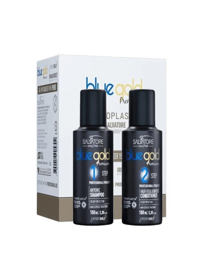Salvatore Premium Blue Gold Premium 2x100ML Pack - Hair Straightening, Black/White - Image 3