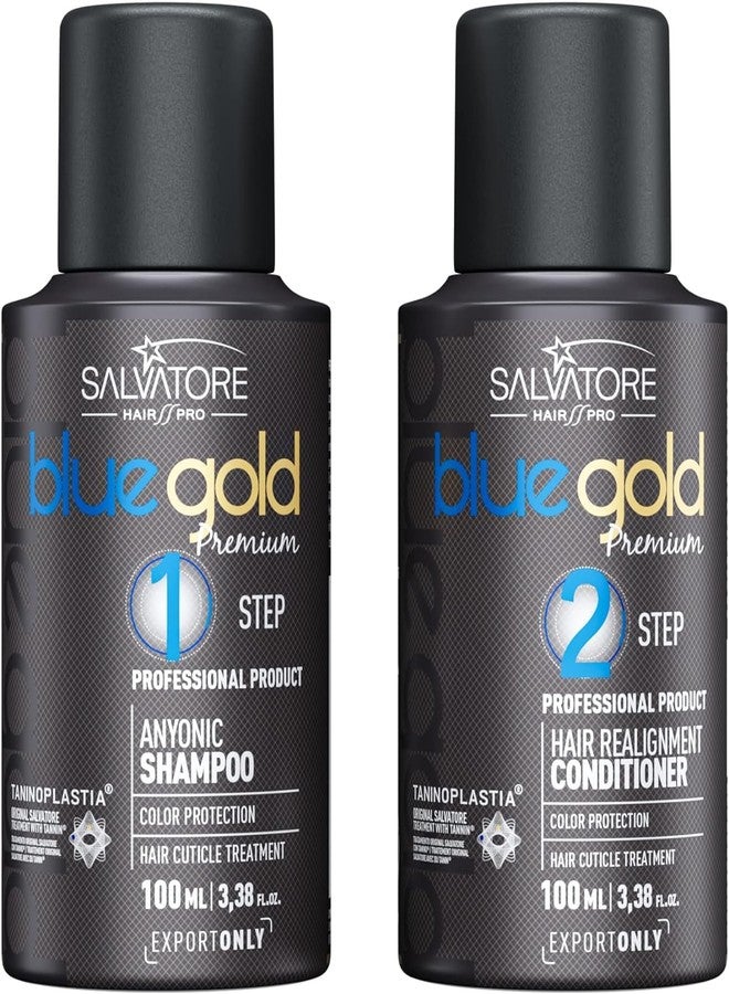 Salvatore Premium Blue Gold Premium 2x100ML Pack - Hair Straightening, Black/White - Image 1