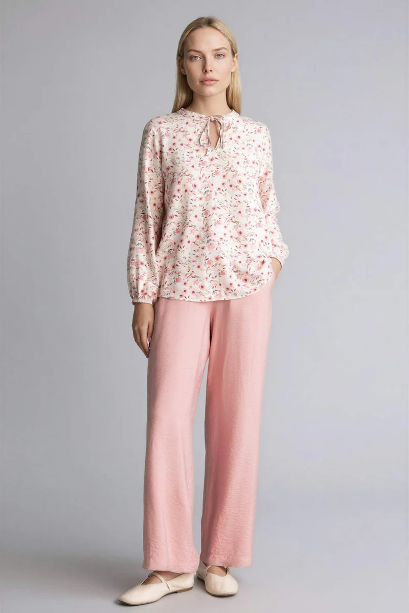 DeFacto Regular Fit Crew Neck Printed Blouse