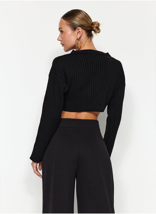 Black Hook and Loop Closure High Waist Pleated Wide Leg/Wide Cut Knitted Trousers TWOAW24PL00177 - pzsku/Z326F2D82471CC53B1EE2Z/45/_/1739718293/64aa1a72-6ab8-4b26-a3ba-d02d6eeddb41