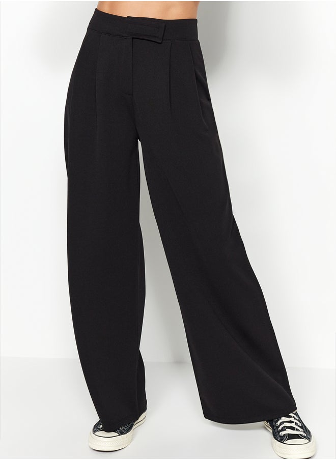 Black Hook and Loop Closure High Waist Pleated Wide Leg/Wide Cut Knitted Trousers TWOAW24PL00177 - pzsku/Z326F2D82471CC53B1EE2Z/45/_/1739718415/c0afd6f1-f0da-4a39-80c4-f1c3f45777e4