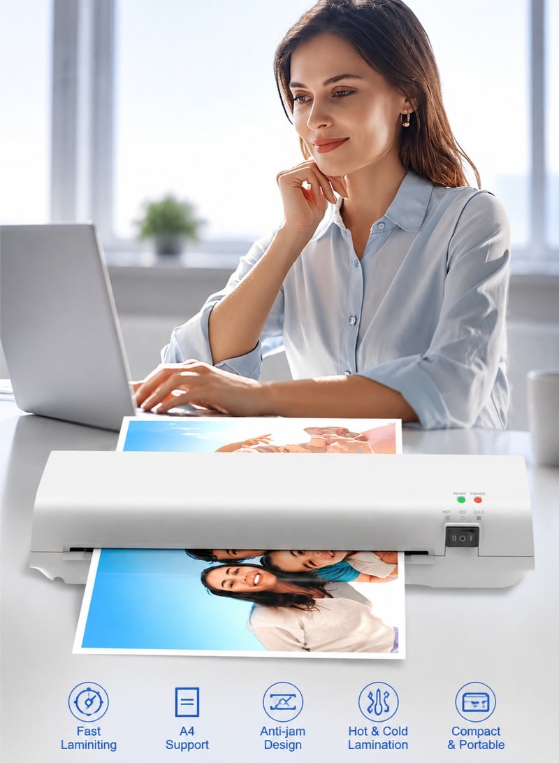 Joybos Laminator Machine with 50 Laminator Pouches, Portable A4 Thermal laminating machine with Hot and Cold Settings, Quick Warm-up and No Bubbles for School/Home/Offices - Image 1