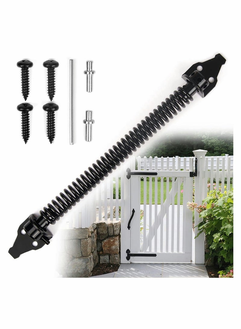 SYOSI Gate Spring Closer 14 Inch Self Closing Gate Spring Metal Adjustable Gate Closer Heavy Duty Closing Spring Metal Spring Closure for Light to Heavy Duty Wooden Gates Door Fence Black for Wooden Gate - Image 1