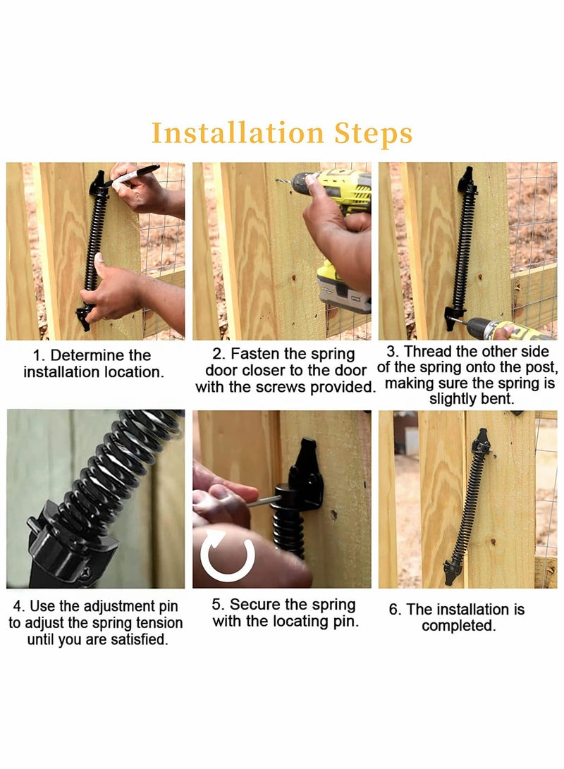 SYOSI Gate Spring Closer 14 Inch Self Closing Gate Spring Metal Adjustable Gate Closer Heavy Duty Closing Spring Metal Spring Closure for Light to Heavy Duty Wooden Gates Door Fence Black for Wooden Gate - Image 3