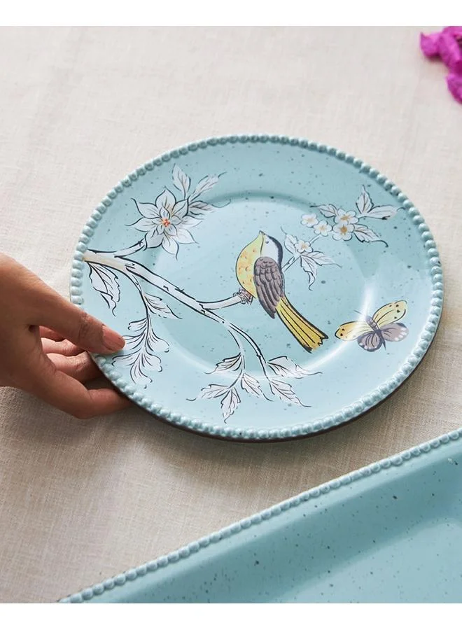 Chumbak Flora Bird Dessert Plate, Dolomite