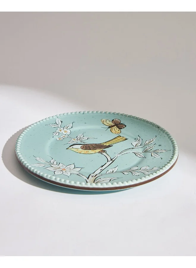 Chumbak Flora Bird Dessert Plate, Dolomite