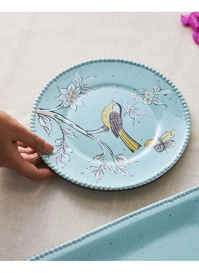 Chumbak Flora Bird Dessert Plate, Dolomite