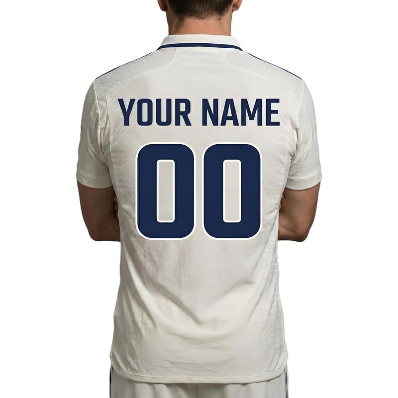 aallookart قميص اختبار الكريكيت 2025 | مخصص بالاسم والرقم | قميص الفريق الهندي الأبيض - Image 3