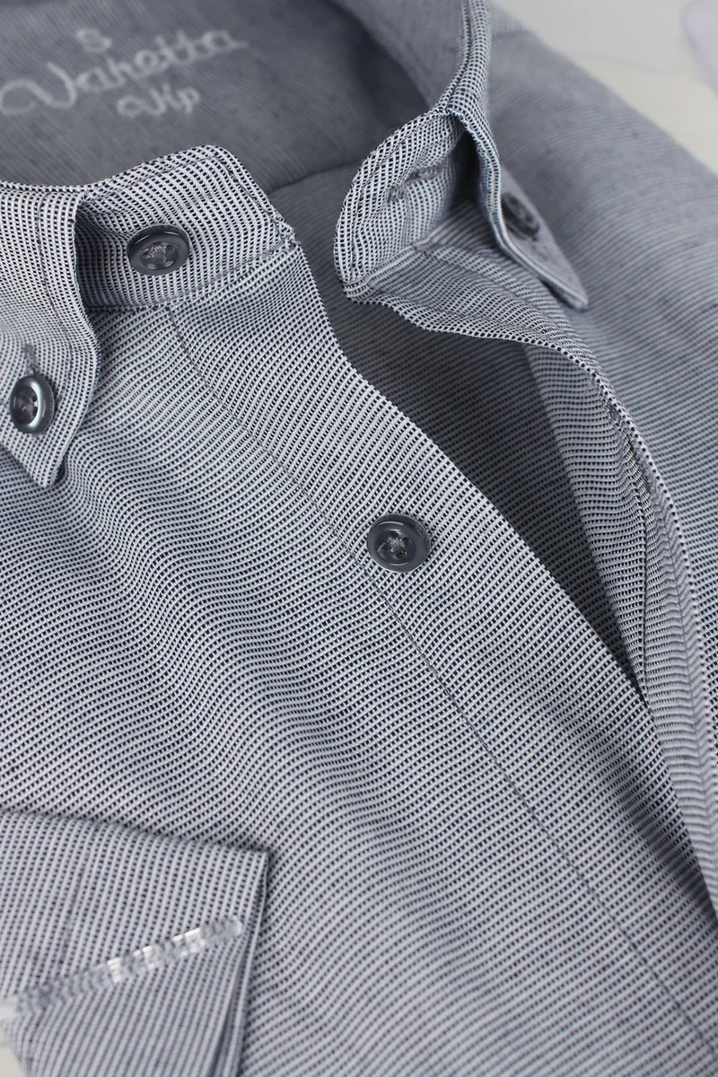 Varetta Men's Navy Blue Linen Effect Pocket Long Sleeve Cotton Shirt