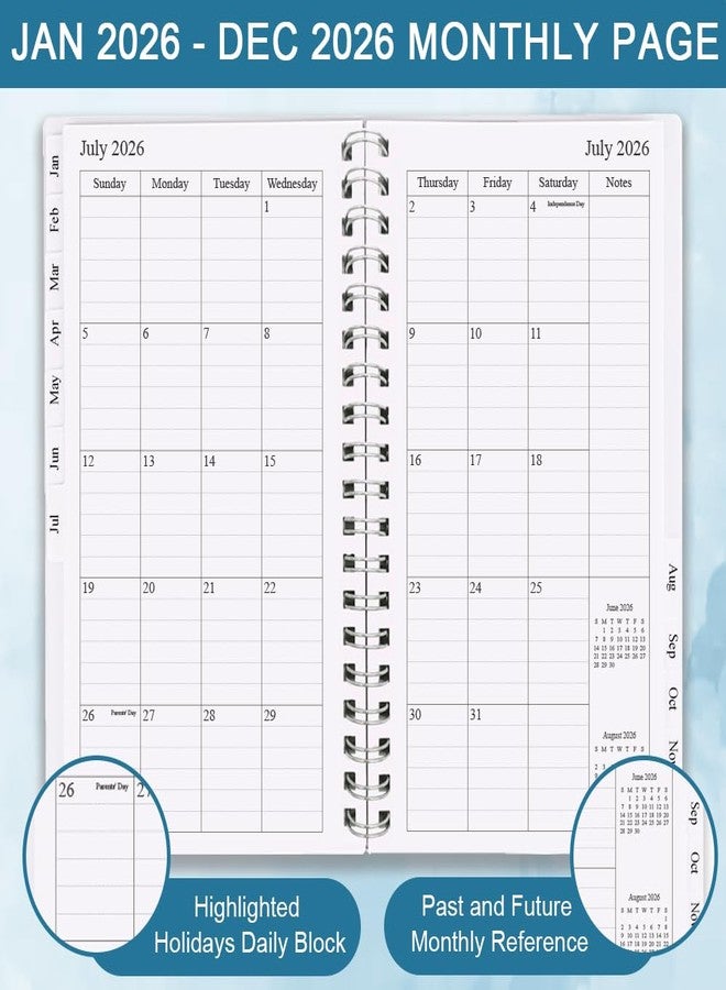 Getvow 2026 Pocket Planner/Calendar - January 2026 - December 2026, A6 Weekly & Monthly Organizer Notebook & Journal to Track Goals, Easy to Organize Your Daily Life, 3.75" x 6.75", Blue - Image 3