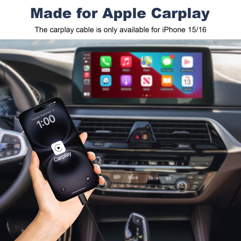 Cveael Car Carplay Cable for iPhone 17 16 15 Pro Max Air 16 15 Plus, 3FT USB A to USB C Cord for iPad 10th Gen Pro Air 5th 4th Mini 6th Gen, Car Charging Cable (Black) - Image 2
