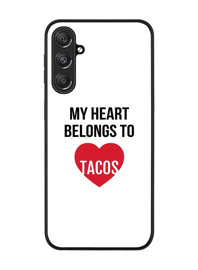 Stylizedd Rugged Black Edge case for Samsung Galaxy M34 5G, Custom Slim fit Flexible Anti Drop Thin Phone Case Cover - My heart belongs to tacos - Image 1