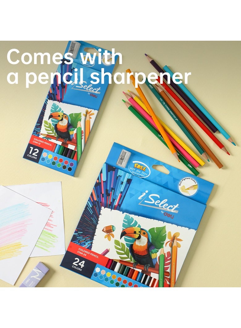 Deli EC144-24 iSelect 24-Color Colored Pencil Set with Free Sharpener – ideal for coloring, sketching, and creative art projects - Image 2