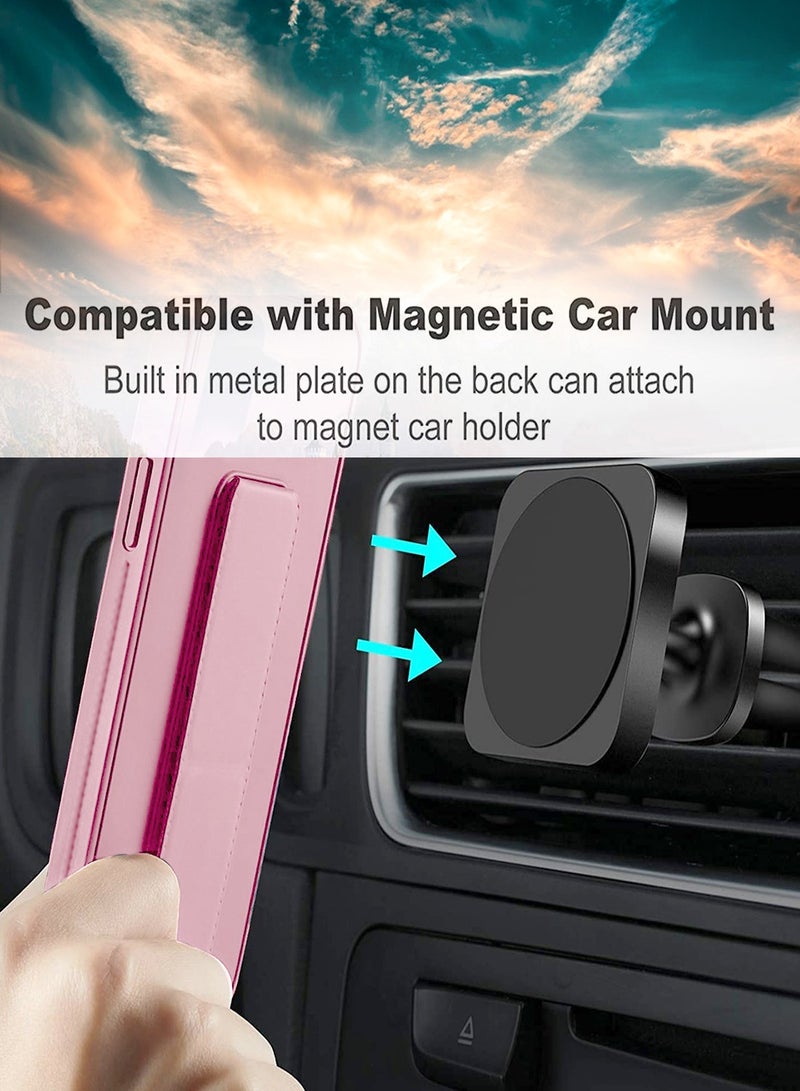 Wtech Huawei Nova Y61 4G 2022 PU Leather Hand Strap Grip Holder Stand Phone Case Cover Pink - Image 3