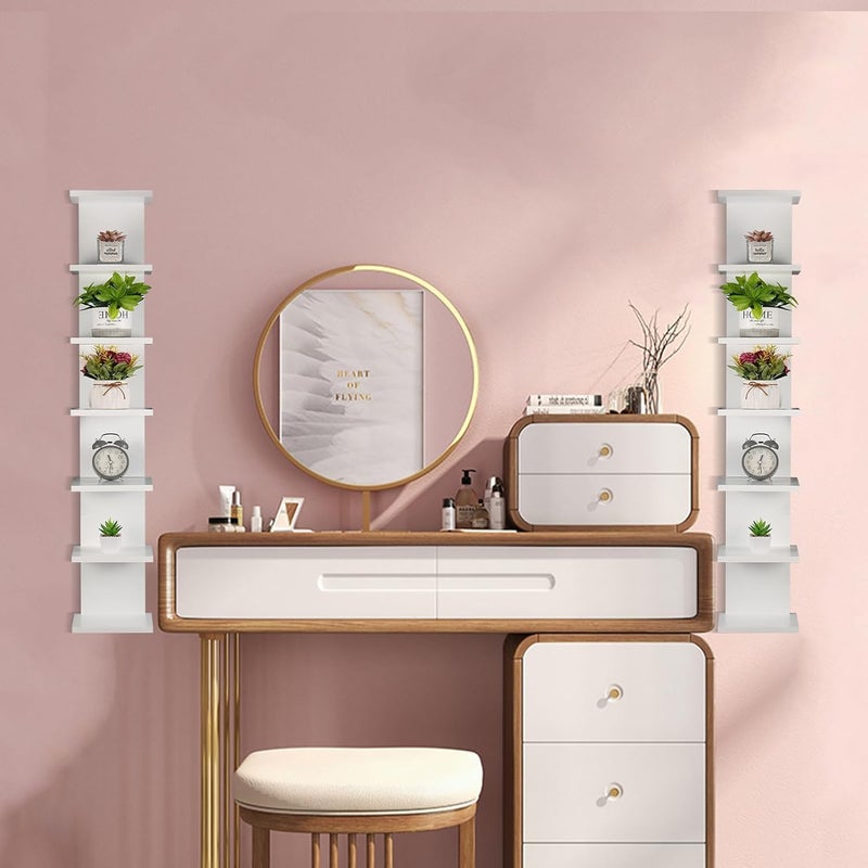 WAKCCIL 2 Pack 7 Tier Wall Shelf Unit, 43" Lack Floating Shelf | Wall Vertical Column Design,Compact Display Floating Shelf | Space Saving Organizer for Bedroom, Living Room, White Home Decor - Image 3