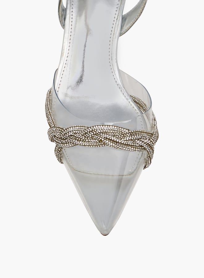 Flora Bella By Shoexpress Women Studded Pointed Toe Shoes with Buckle Closure and Kitten Heels Ramadan Collection - Image 4