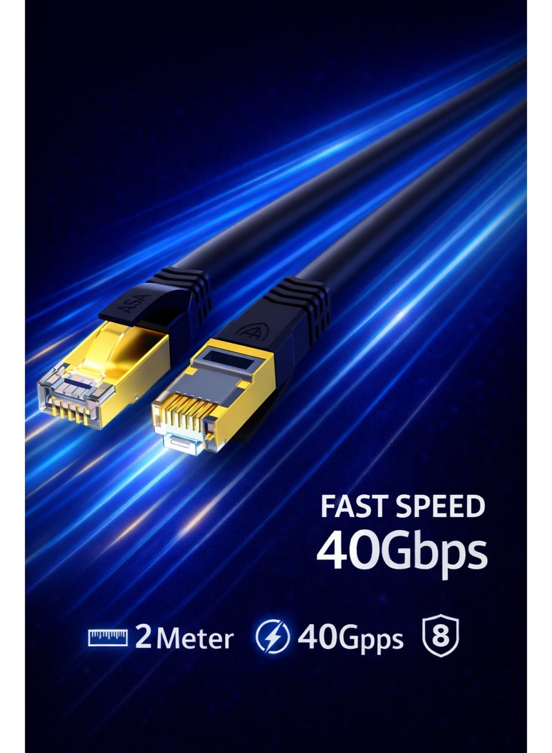 أيه أس أيه كابل إيثرنت Cat8 عالي السرعة 40 جيجابت/ثانية 2000 ميجاهرتز RJ45 ومحصن - Image 1