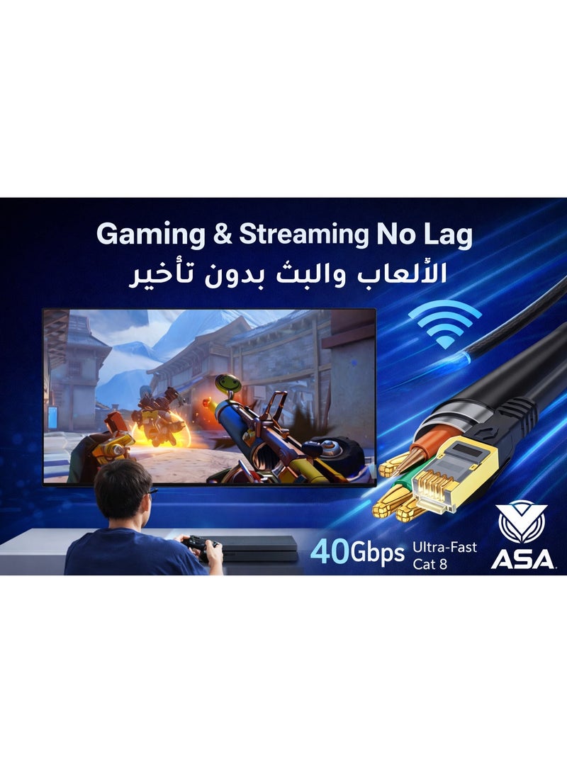 أيه أس أيه كابل إيثرنت Cat8 عالي السرعة 40 جيجابت/ثانية 2000 ميجاهرتز RJ45 ومحصن - Image 4