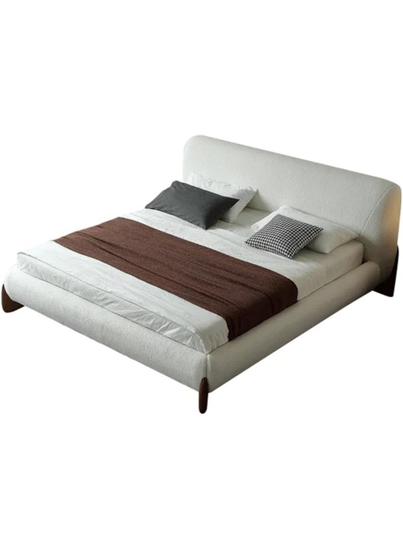 Karnak Mou Luxury White Tandy Boucle Fabric Platform Bed Queen size 160x200cm – Upholstered Bed Frame, Solid Wood, Contemporary Design - Image 5