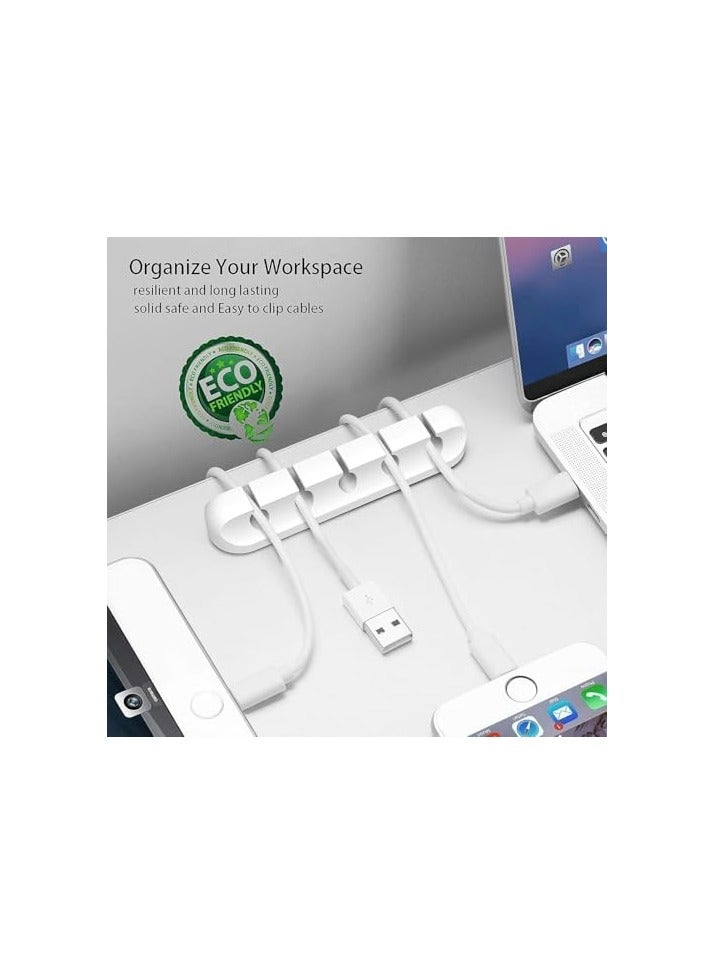 erorex Cable Organizer - 5-Pack White Clips and Cord Fasteners for Office Desk, Adhesive Mount for Preventing Wire Clutter (White) - Image 3