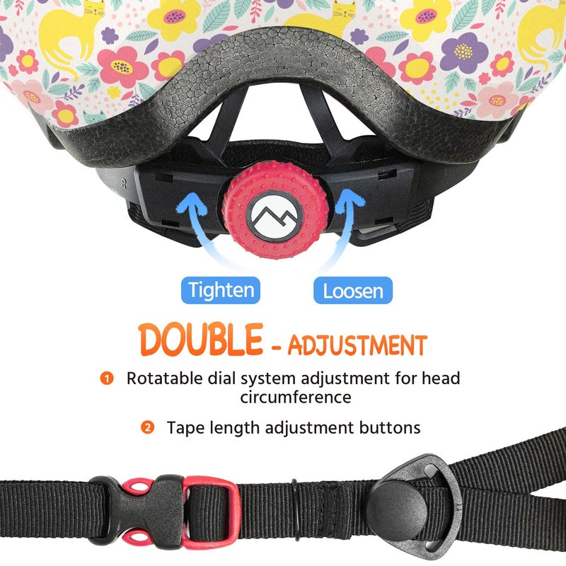 MOUNTALK Toddler Bike Helmet for Boys and Girls, Adjustable Kids Helmets from Infant/Baby to Children, 1/2/3/4/5/6 Years Old(Flower Kitten,S) - Image 5