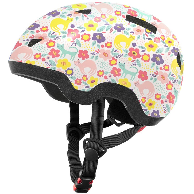 MOUNTALK Toddler Bike Helmet for Boys and Girls, Adjustable Kids Helmets from Infant/Baby to Children, 1/2/3/4/5/6 Years Old(Flower Kitten,S) - Image 1