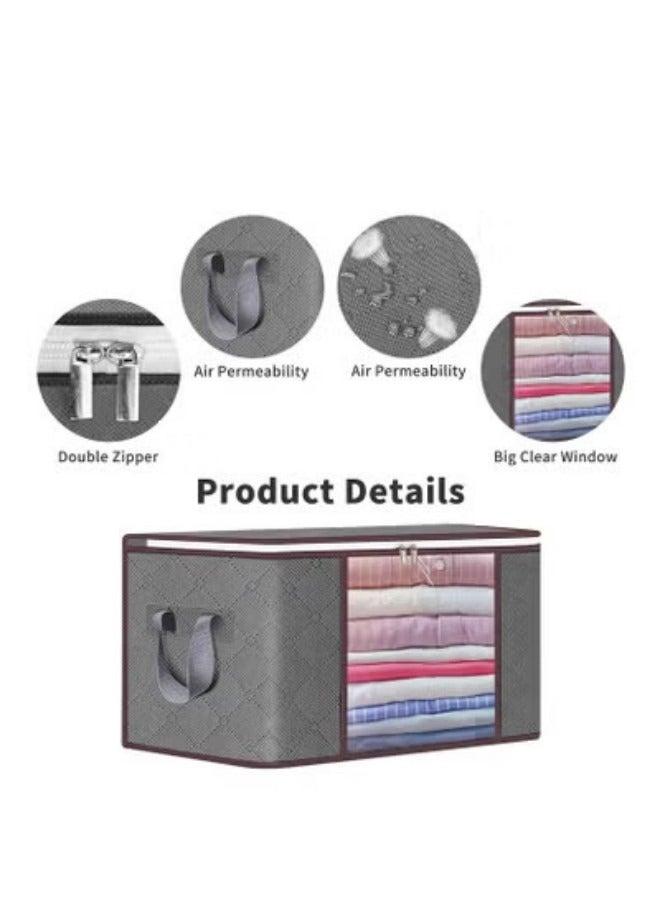 DUNISO 90L Large Storage Bag, 6 Pack Foldable Blanket Storage Bins, Clothing Storage Bins, Foldable Clothes Organizer and Storage Containers with Lids and Handle - Image 2