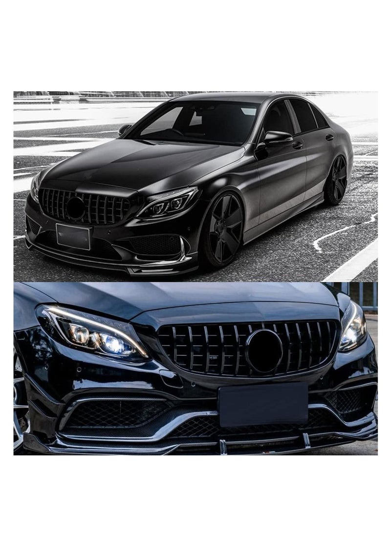 Generic - Front Bumper Grille Fit For Mercedes Benz C Class C250 C300 C350 C400 2015-2018 GT R Style Gloss - Image 1