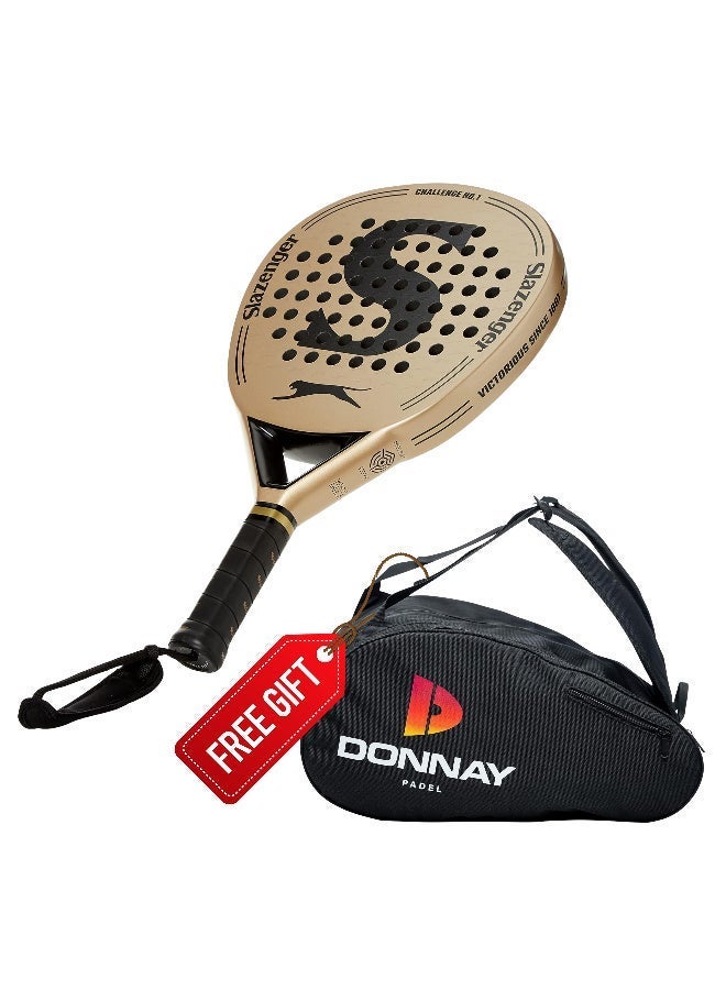 Slazenger Challenge No.1 18K Karbon Racket – Roy Gold + Free Donnay Cyborg II Padel Bag (28 L) - Image 1