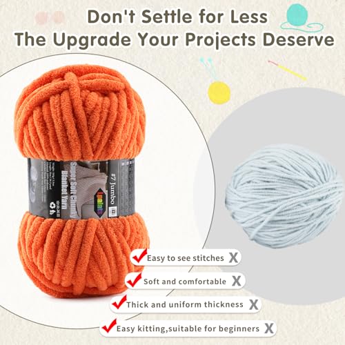 Lpalats 2-Pack Super Soft Chunky Yarn for Crocheting Blankets - 7oz/76.4yd Total, Thick & Plush Chenille Yarn for Quick Baby Projects, Amigurumi, Scarves, Tangerine - Image 5