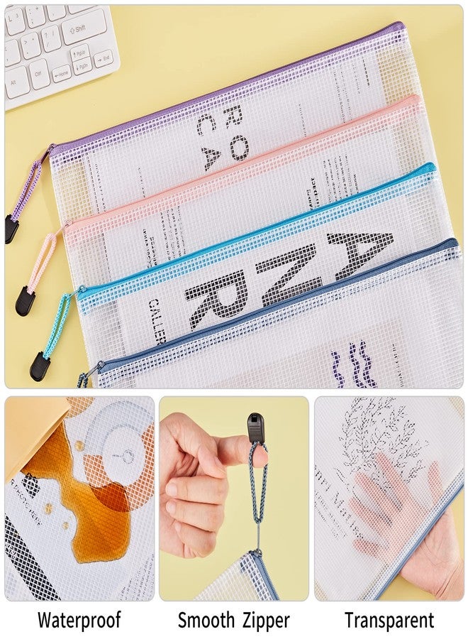 JARLINK 16pcs Mesh Zipper Pouches, A4/Letter Size Waterproof Zipper Bags, 8 Colors, Multipurpose Plastic Document Pouch for School Supplies, Office Supplies, Travel Storage, Puzzles Organize - Image 4