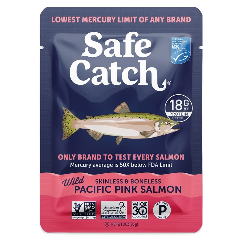 Safe Catch Wild Pacific Pink Salmon Skinless Boneless Wild-Caught Salmon Fish Pouch, Mercury Tested, Kosher, 12-Pack Salmon Pouches 3oz Packets - Image 2