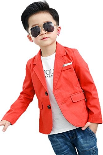 ELUCKFACE Boys Fashion Blazers Casual Jackets Coat Orange 9-10Years - Image 1