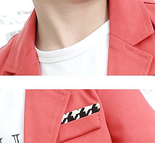 ELUCKFACE Boys Fashion Blazers Casual Jackets Coat Orange 9-10Years - Image 4