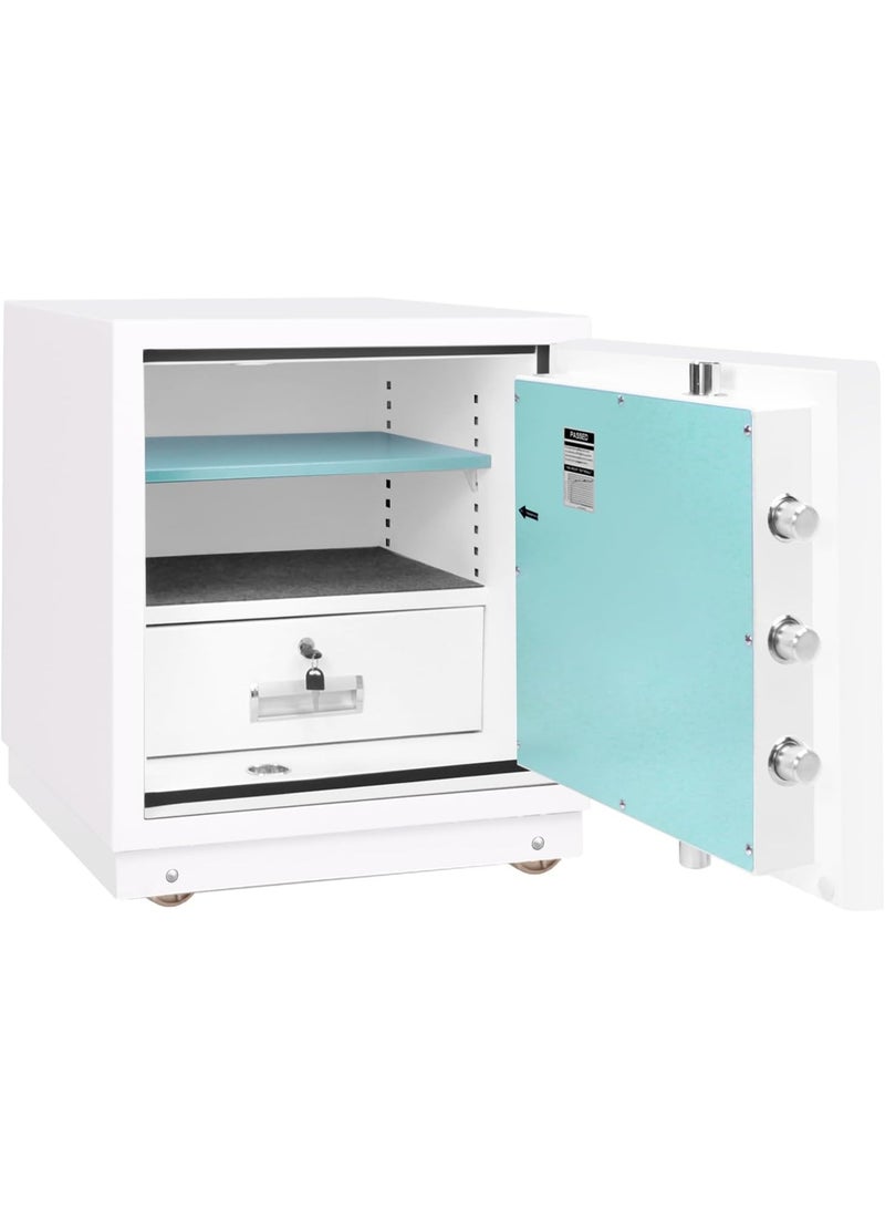 Rubik Fireproof Safe Box 120kg, Digital & Key Lock Operated, 2 Hours Fire Rated Safety Locker (60x55x50 cm) RBAS60 White - Image 3