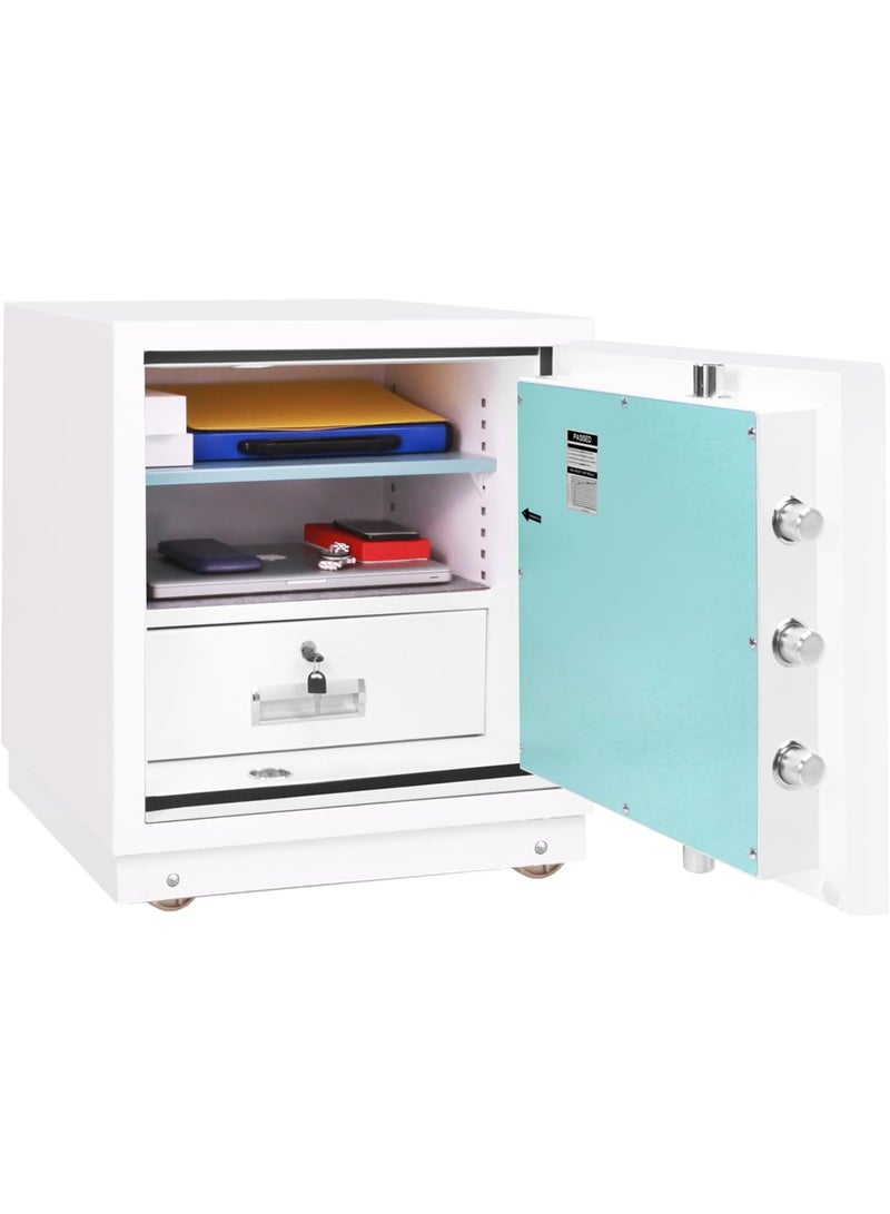 Rubik Fireproof Safe Box 120kg, Digital & Key Lock Operated, 2 Hours Fire Rated Safety Locker (60x55x50 cm) RBAS60 White - Image 4