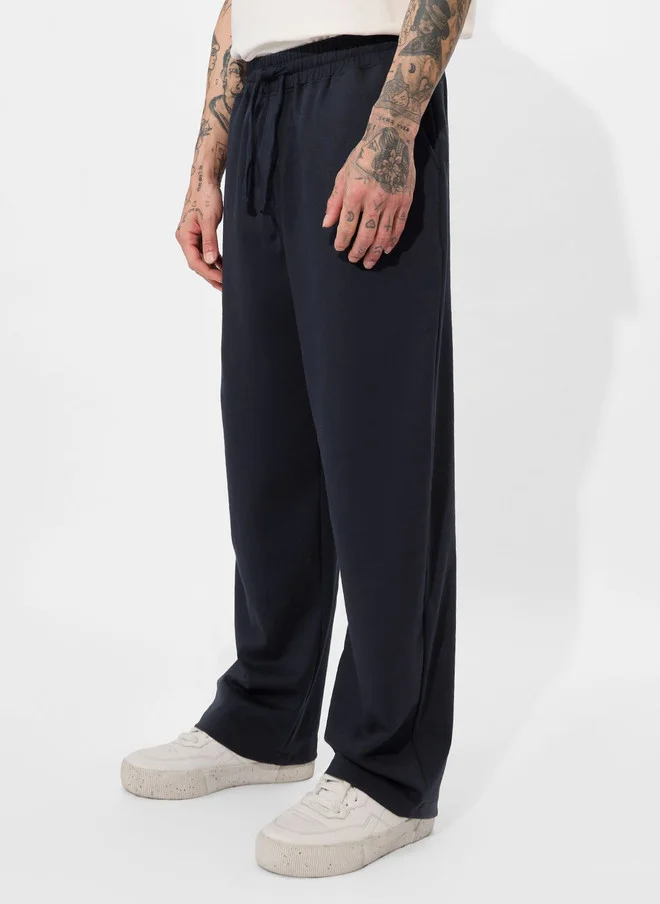 ذا سوليد ستور The Souled Store Men Korean Solid Navy Blue Joggers
