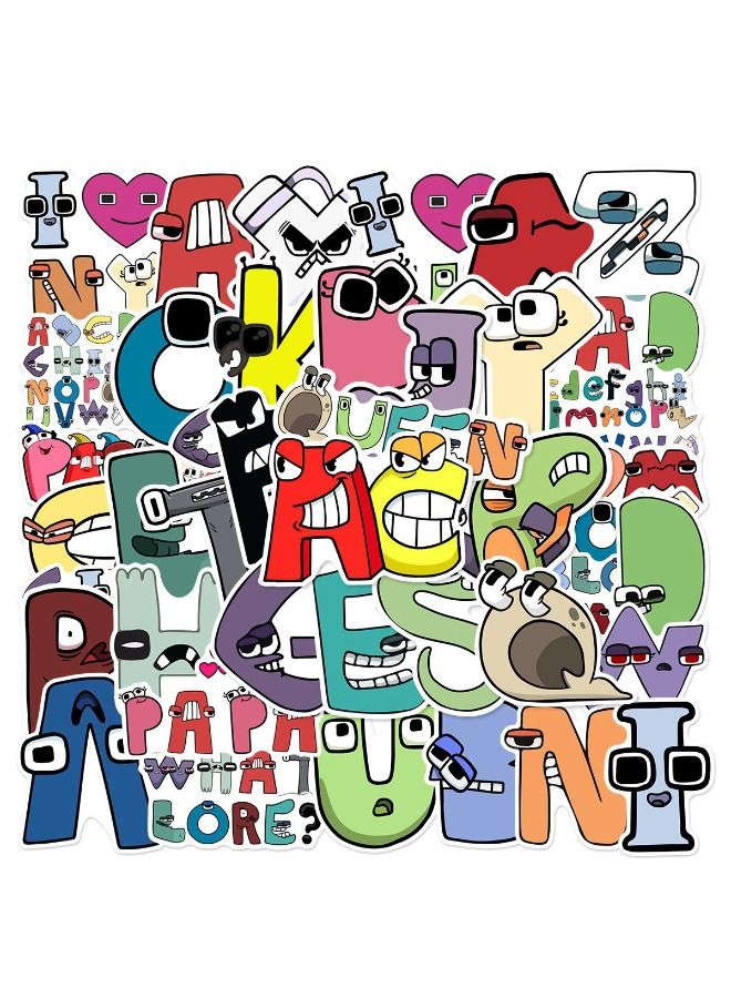 50 Pcs Alphabet Lore Stickers, Vinyl Waterproof Stickers for Laptop,Skateboard, Water Bottles,Computer,Phone,Guitar,Cartoon Stickers for Kids Teens Adult - Image 1